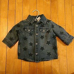 Chambray Star Button Down Shirt/Jacket